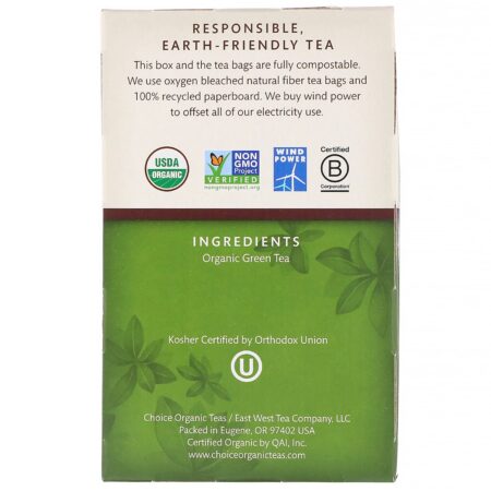 Choice Organic Teas, Green Tea, Organic Premium Japanese Green, 16 Tea Bags, 1.12 oz (32 g) - Image 2