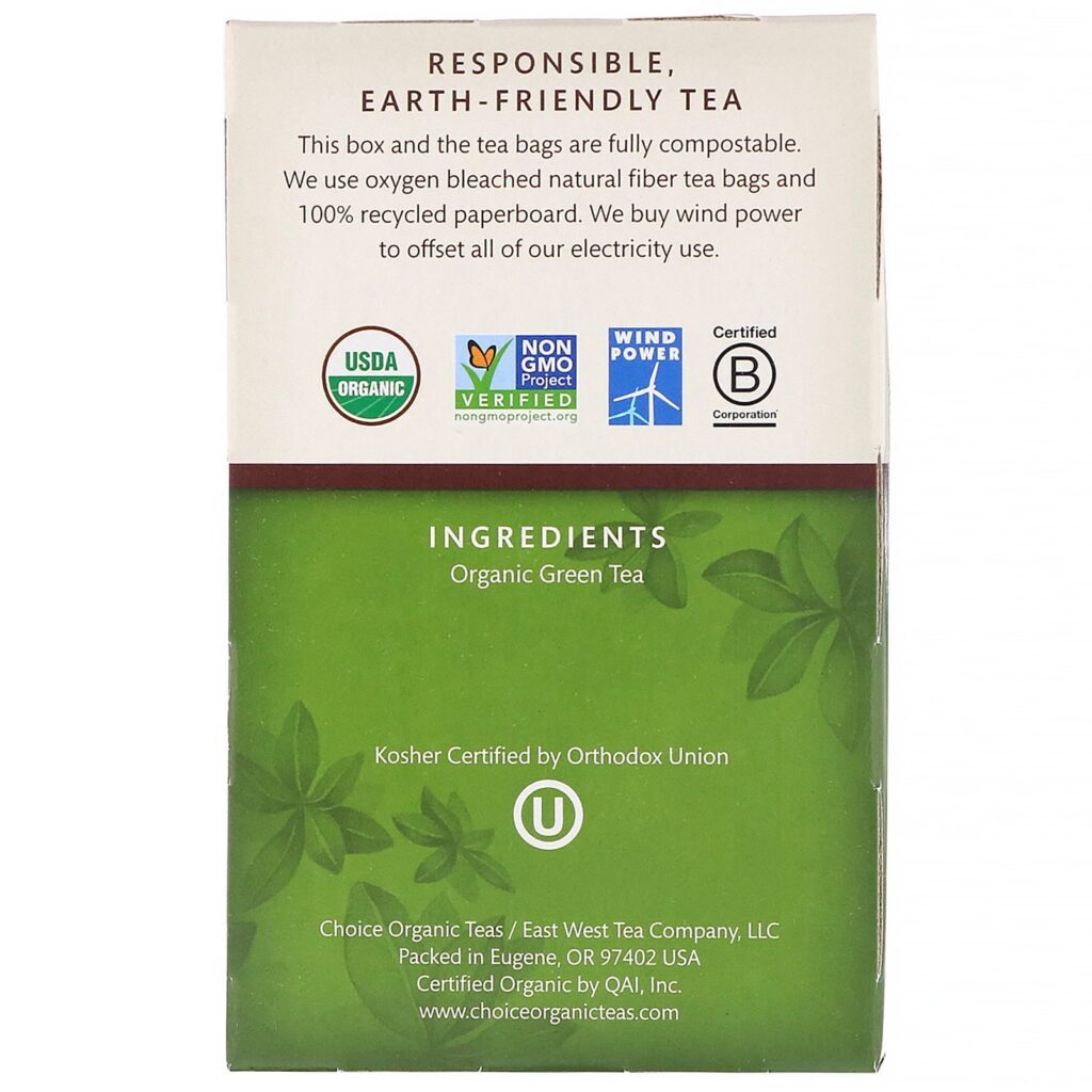 Choice Organic Teas, Green Tea, Organic Premium Japanese Green, 16 Tea Bags, 1.12 oz (32 g) - Imagem 2