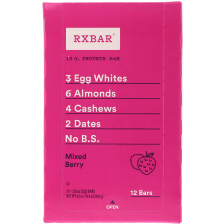 RXBAR, Protein Bar, Mixed Berry, 12 Bars, 1.83 oz (52 g) Each - Imagem 2