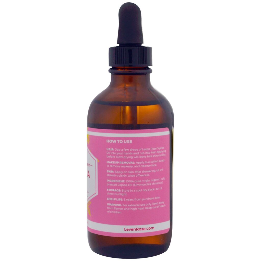 Leven Rose, Óleo de Jojoba Orgânico 100% Puro, 4 fl oz (118 ml) - Imagem 2