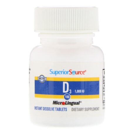 Superior Source, Extra Strength Vitamin D3, 1.000 UI, 100 Comprimidos de Dissolução Instantânea MicroLingual - Image 3