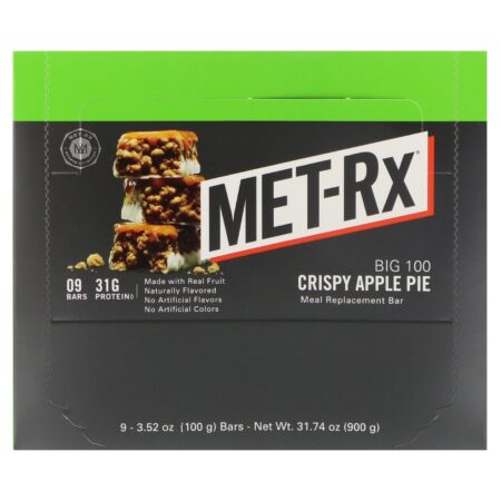 MET-Rx, Grande 100 Colossal, Barra de Reposição de Alimentação, Torta de Maçã Crocante, 9 Barras, 100 g Cada - Image 2