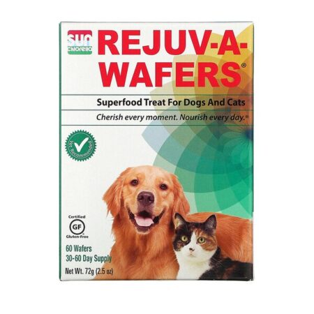 Sun Chlorella, Rejuv-A-Wafers, suplemento Superfood para cães e gatos, 60 Wafers