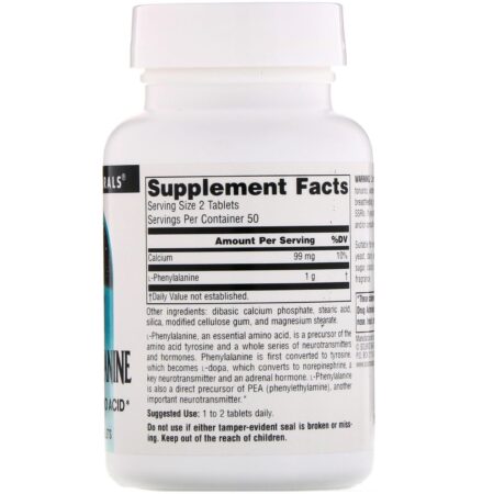 Source Naturals, L-Fenilalanina, 500 mg, 100 Comprimidos - Image 2