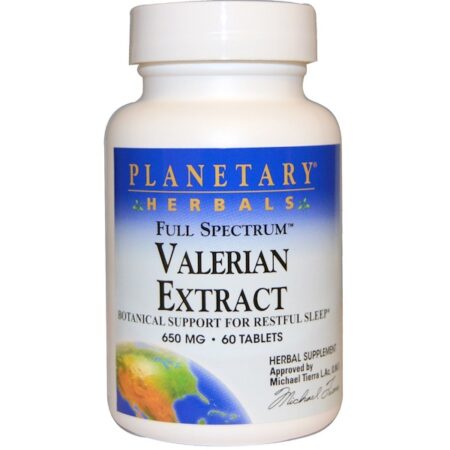 Planetary Herbals, Extrato de Valeriana, Amplo Espectro, 650 mg, 60 Comprimidos