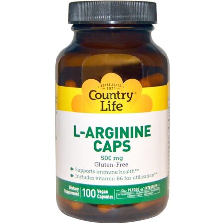 Country Life, L-Arginine Caps, 500 mg, 100 Vegan Caps