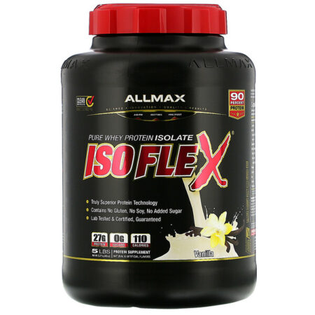 ALLMAX Nutrition, Isoflex, Isolado de Proteína Whey Puro (Filtragem de Partículas Carregadas de Íon WPI), Baunilha, 2,27 kg (5 lbs)