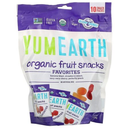 YumEarth, Lanche de Frutas Orgânicas, Original, 10 Pacotes, 0,7 oz (19,8 g) Cada