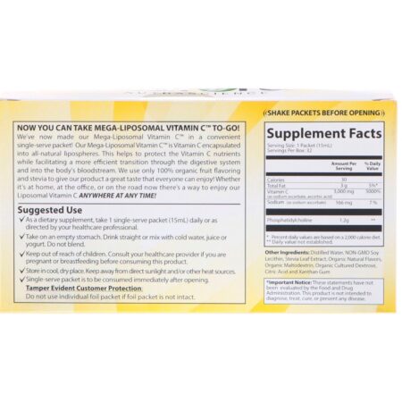 Aurora Nutrascience, Mega-Liposomal Vitamin C, 3,000 mg, 32 Single-Serve Liquid Packets, 0.5 fl oz (15 ml) Each - Image 2