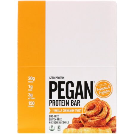 Julian Bakery, PEGAN Protein Bar, Vanilla Cinnamon Twist, 12 Bars, 2.29 oz (65 g) Each - Image 2