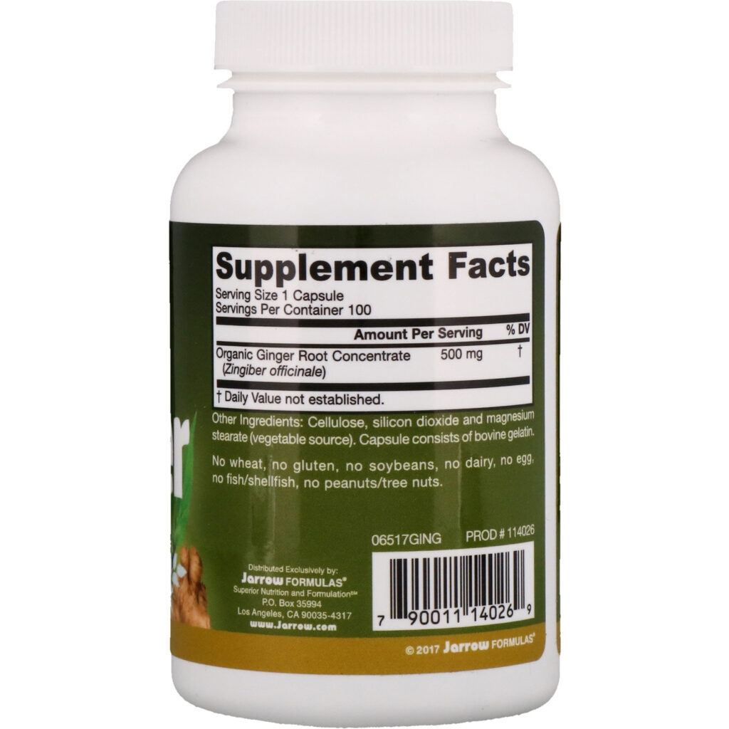 Jarrow Formulas, Gengibre, 500 mg, 100 cápsulas - Imagem 2