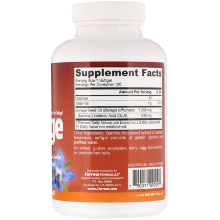 Jarrow Formulas, Borragem, GLA-240, 1200 mg, 120 Cápsulas Softgel — foto 2