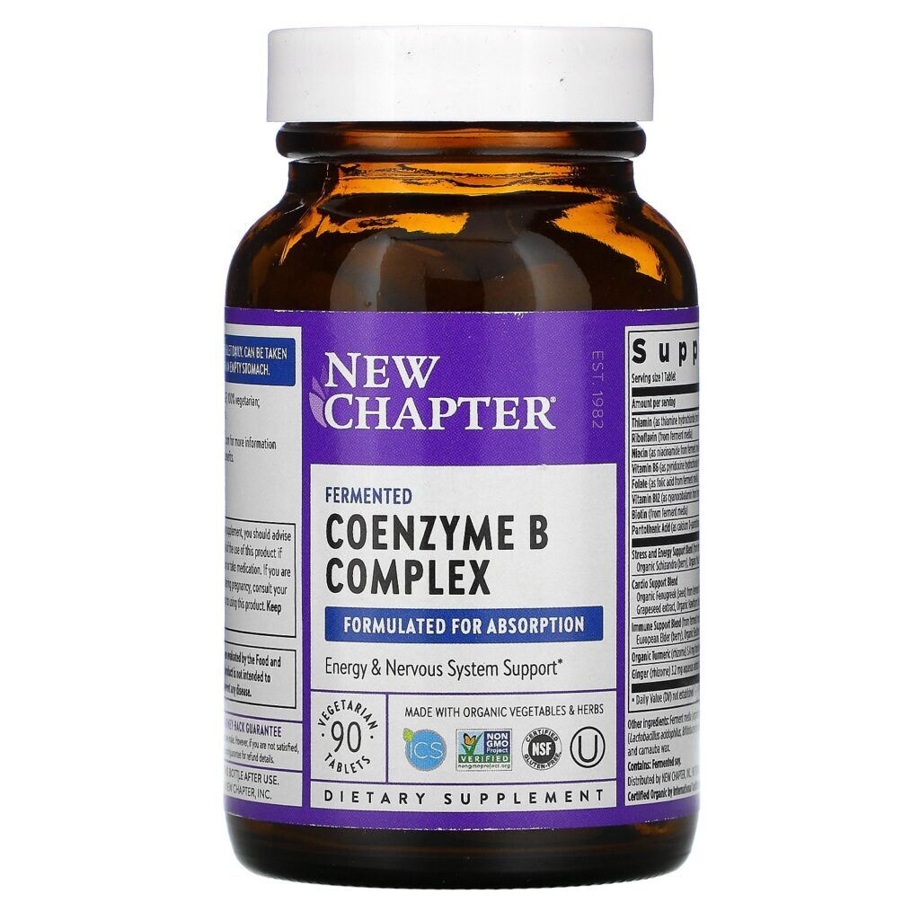New Chapter, Fermented Coenzyme B Complex, 90 Vegetarian Tablets - Imagem 3