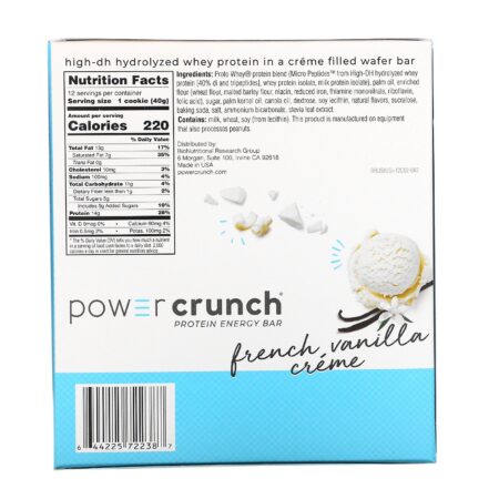 BNRG, Power Crunch Protein Energy Bar, Creme de Baunilha Francês, 12 Barrinhas, 40 g (1,4 oz) Cada - Image 3