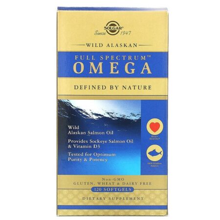 Solgar, Omega Full Spectrum, óleo de salmão selvagem do Alasca, 120 Softgels