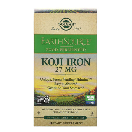 Solgar, EarthSource Food Fermented, Koji Iron, 27 mg, 60 Vegetable Capsules