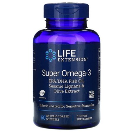 Life Extension, Super Omega-3 EPA/DHA Fish Oil, Sesame Lignans & Olive Extract, 60 Enteric Coated Softgels