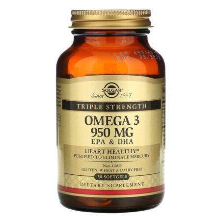 Solgar, Ômega-3, EPA e DHA, Força Tripla, 950 mg, 50 Softgels