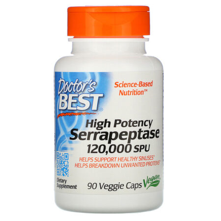 Doctor's Best, Serrapeptase de Alta Potência, 120.000 SPU, 90 Cápsulas Vegetais