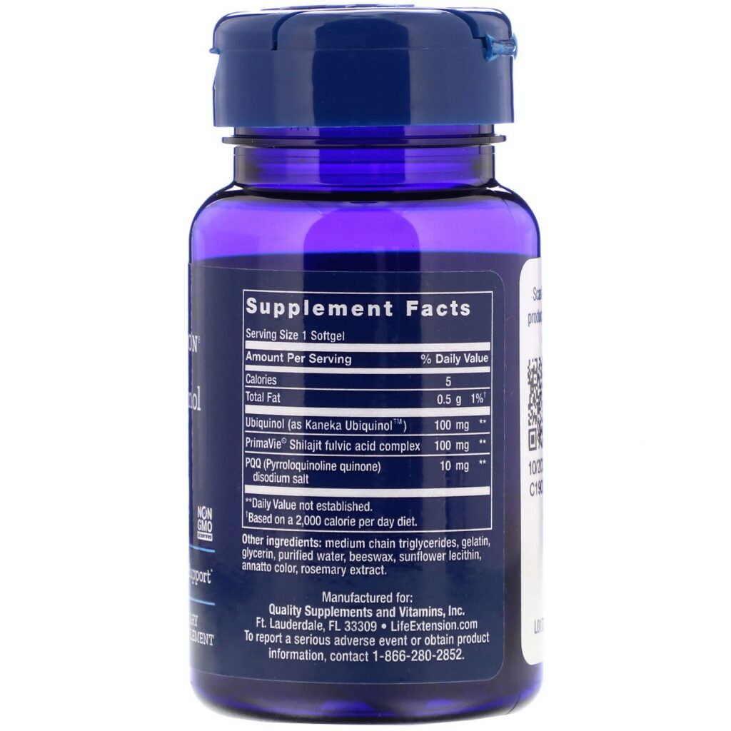 Life Extension, Super Ubiquinol CoQ10 com PQQ, 100 mg, 30 Softgels - Imagem 2