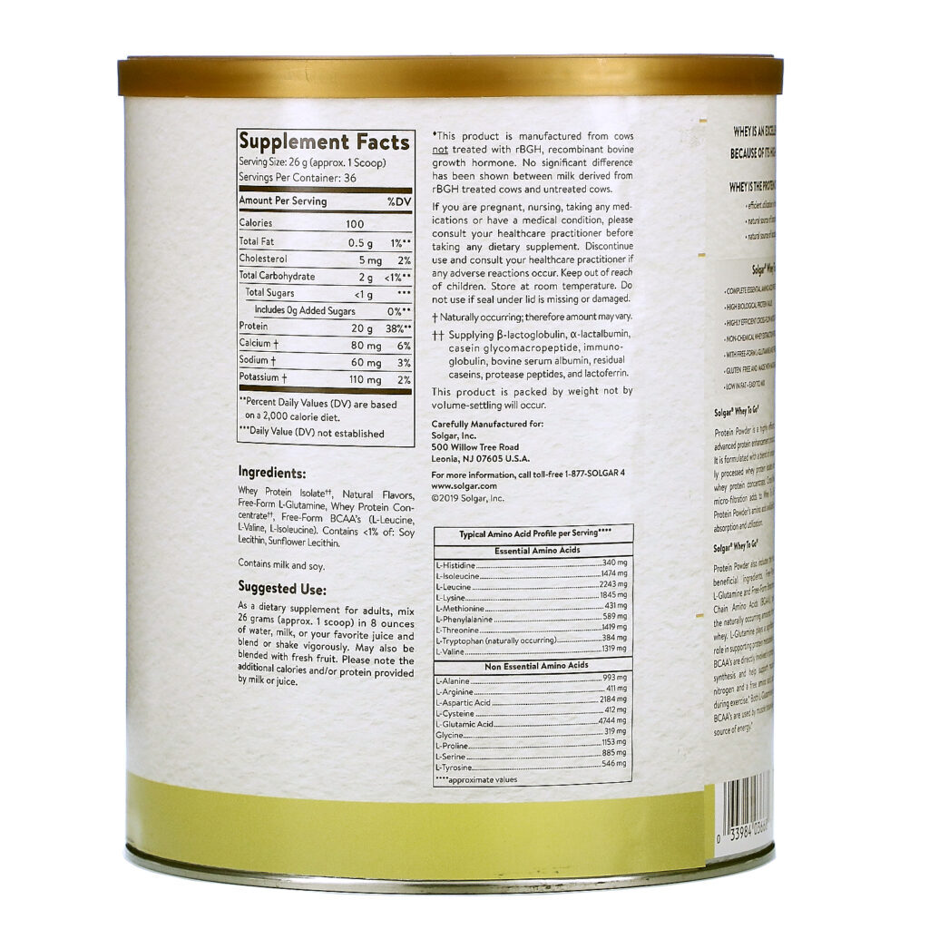 Solgar, Whey To Go, Whey Protein Powder, Baunilha, 936 g (33 oz) - Imagem 2