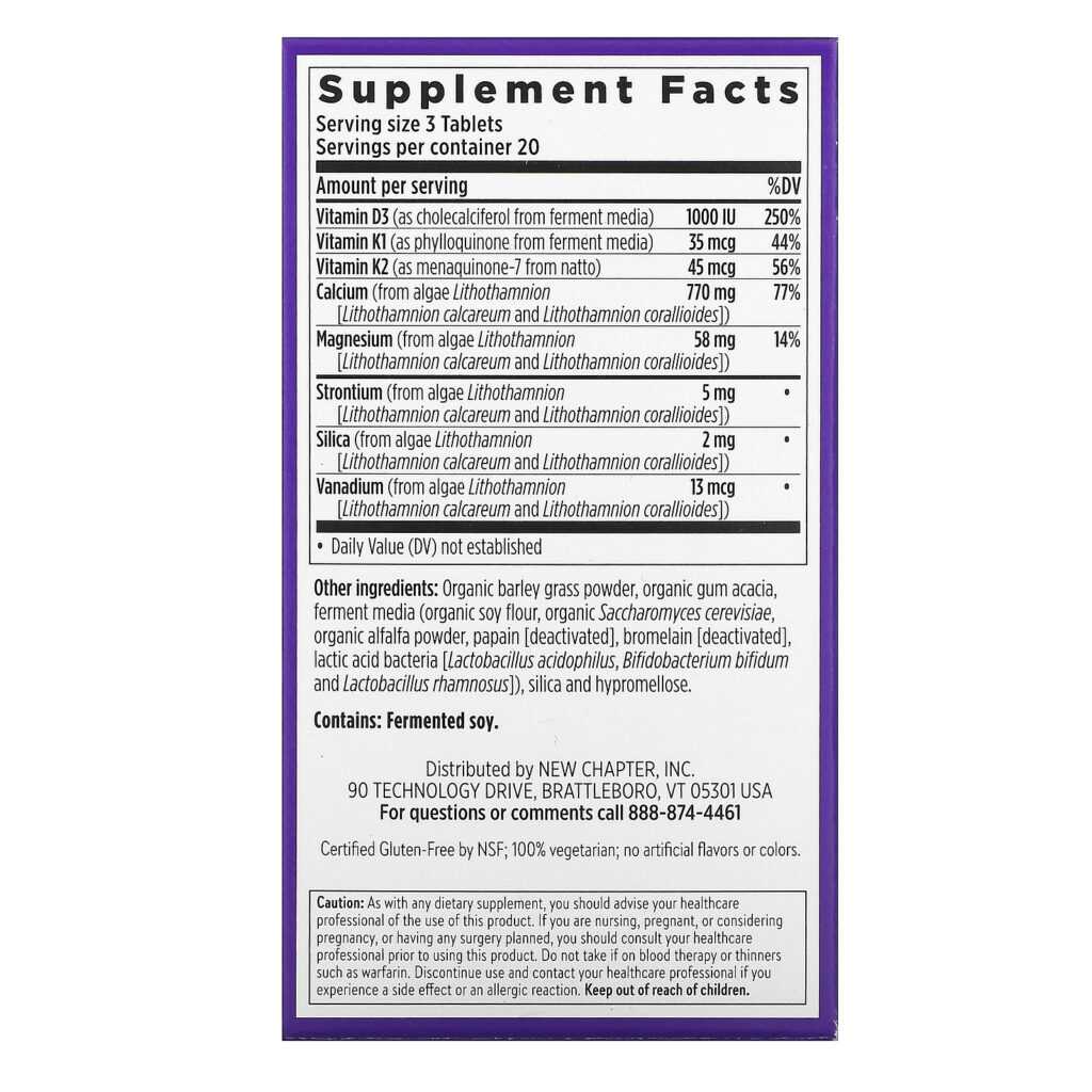 New Chapter, Bone Strength Take Care, 60 Vegetarian Slim Tablets - Imagem 2