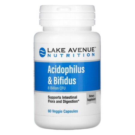 Lake Avenue Nutrition, Acidophilus & Bifidus, Mistura Probiótica, 8 Bilhões de UFCs, 60 Cápsulas Vegetais