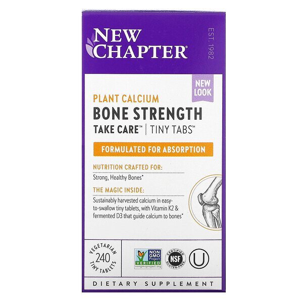New Chapter, Plant Calcium Bone Strength Take Care, 240 Comprimidos Pequenos Vegetarianos