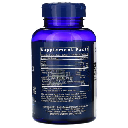 Life Extension, Super Omega-3 EPA/DHA Fish Oil, Sesame Lignans & Olive Extract, 60 Enteric Coated Softgels - Image 2