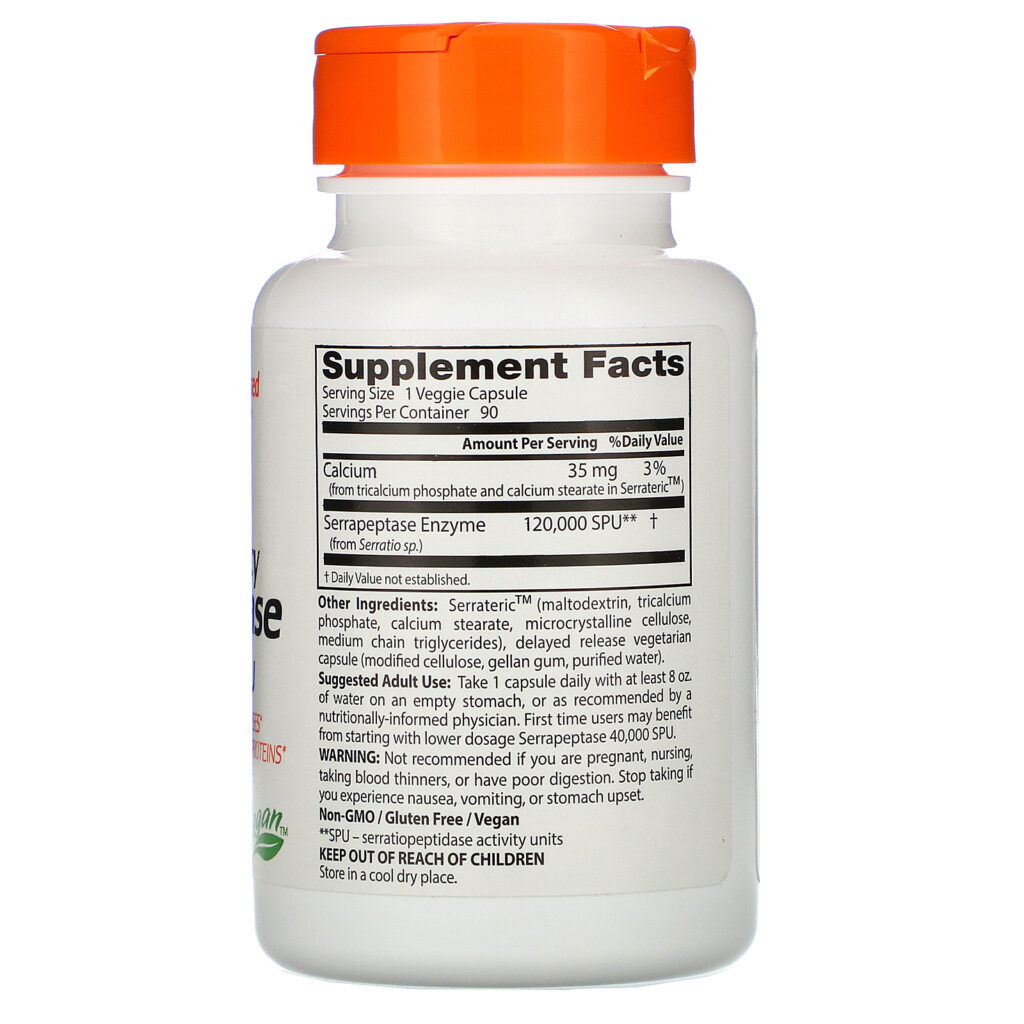Doctor's Best, Serrapeptase de Alta Potência, 120.000 SPU, 90 Cápsulas Vegetais - Imagem 2