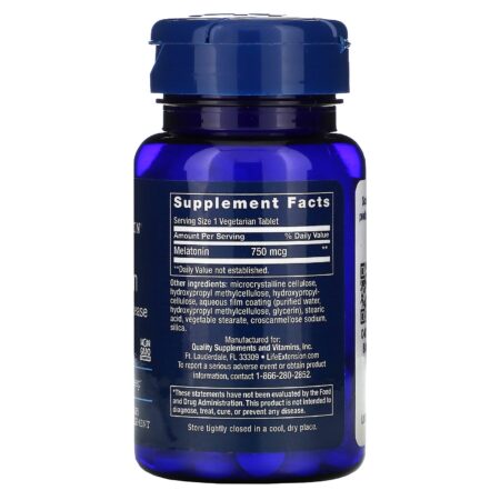 Life Extension, Melatonin, 6 Hour Timed Release, 750 mcg, 60 Vegetarian Tablets - Image 2