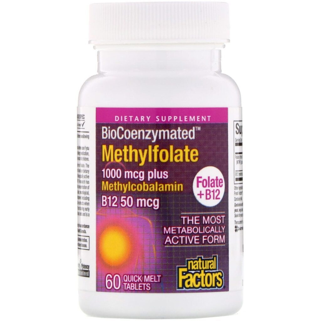 Natural Factors, BioCoenzymated, Methylfolate, 1,000 mcg, 60 Quick Melt Tablets - Imagem 3