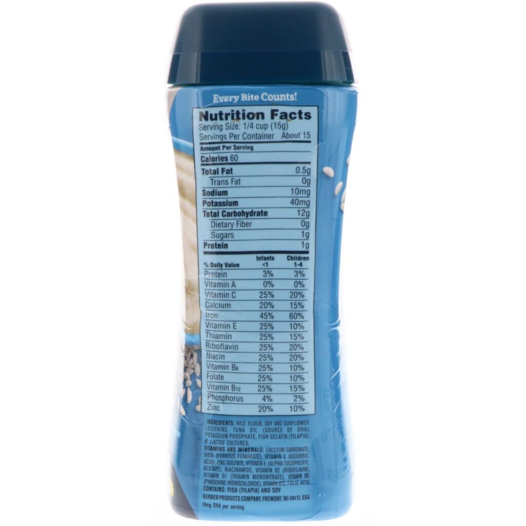 Gerber, DHA & Probiotic, Single Grain Rice Cereal, 8 oz (227 g) - Imagem 2