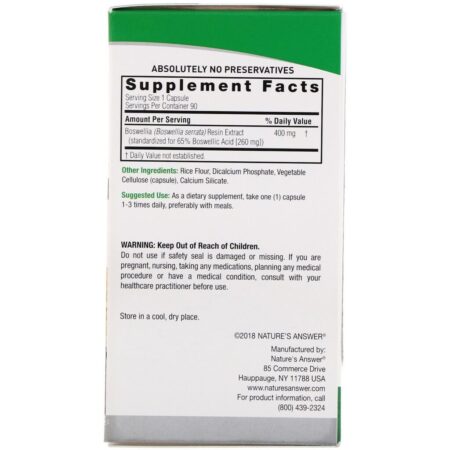Nature's Answer, Boswellia, 400 mg, 90 Vegetarian Capsules - Imagem 2