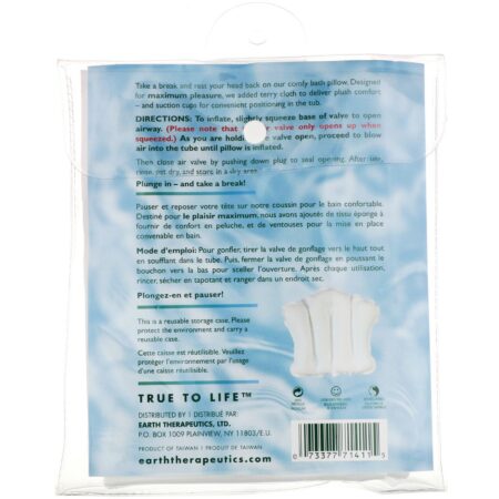 Earth Therapeutics, Terry Covered Bath Pillow, Terapia do Relaxamento, 1 Travesseiro - Image 2