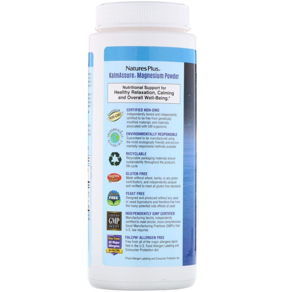 Nature's Plus, Kalmassure Magnesium Powder, Refreshing Pink Lemonade, 400 mg, 0.90 lb. (408 g) - Imagem 3