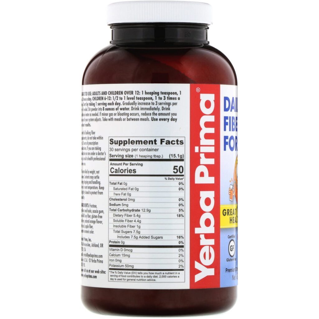 Yerba Prima, Daily Fiber Formula, Orange , 16 oz (453 g) - Imagem 2