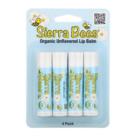 Sierra Bees, Bálsamos Orgânicos para os Lábios, Sem Sabor, 4 Unidades, 0,15 oz (4,25 g) Cada - Image 2