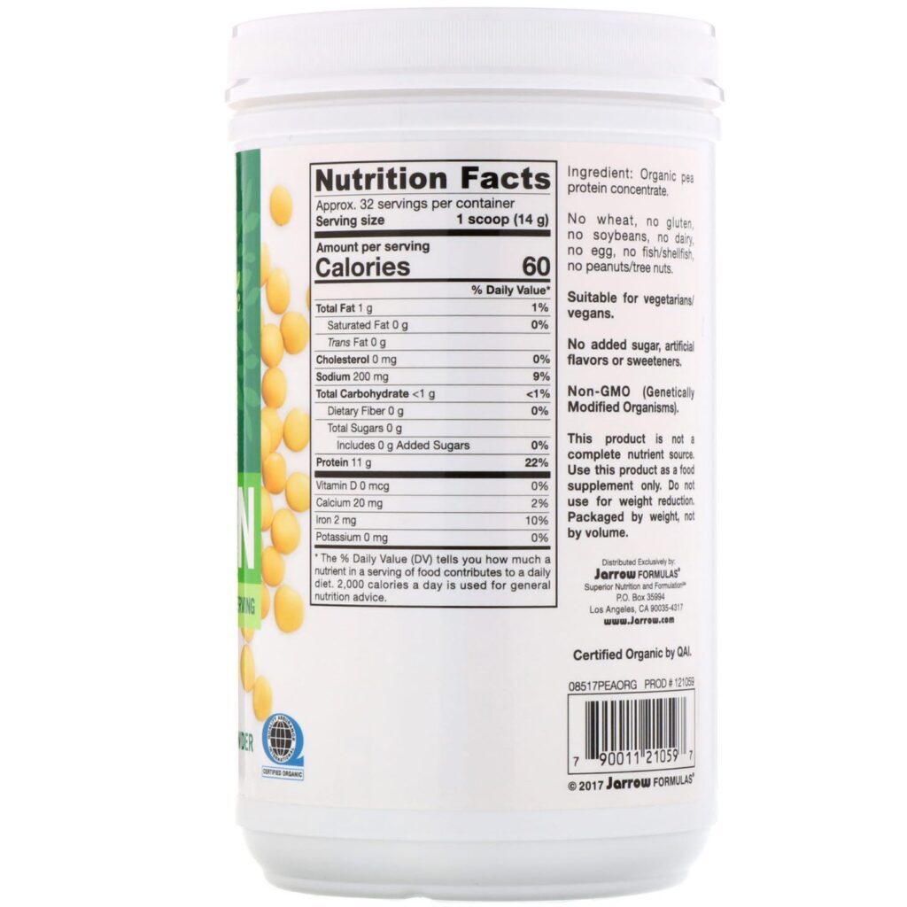 Jarrow Formulas, Proteína de Ervilha com Certificação Orgânica, 454 g (16 oz) - Imagem 2