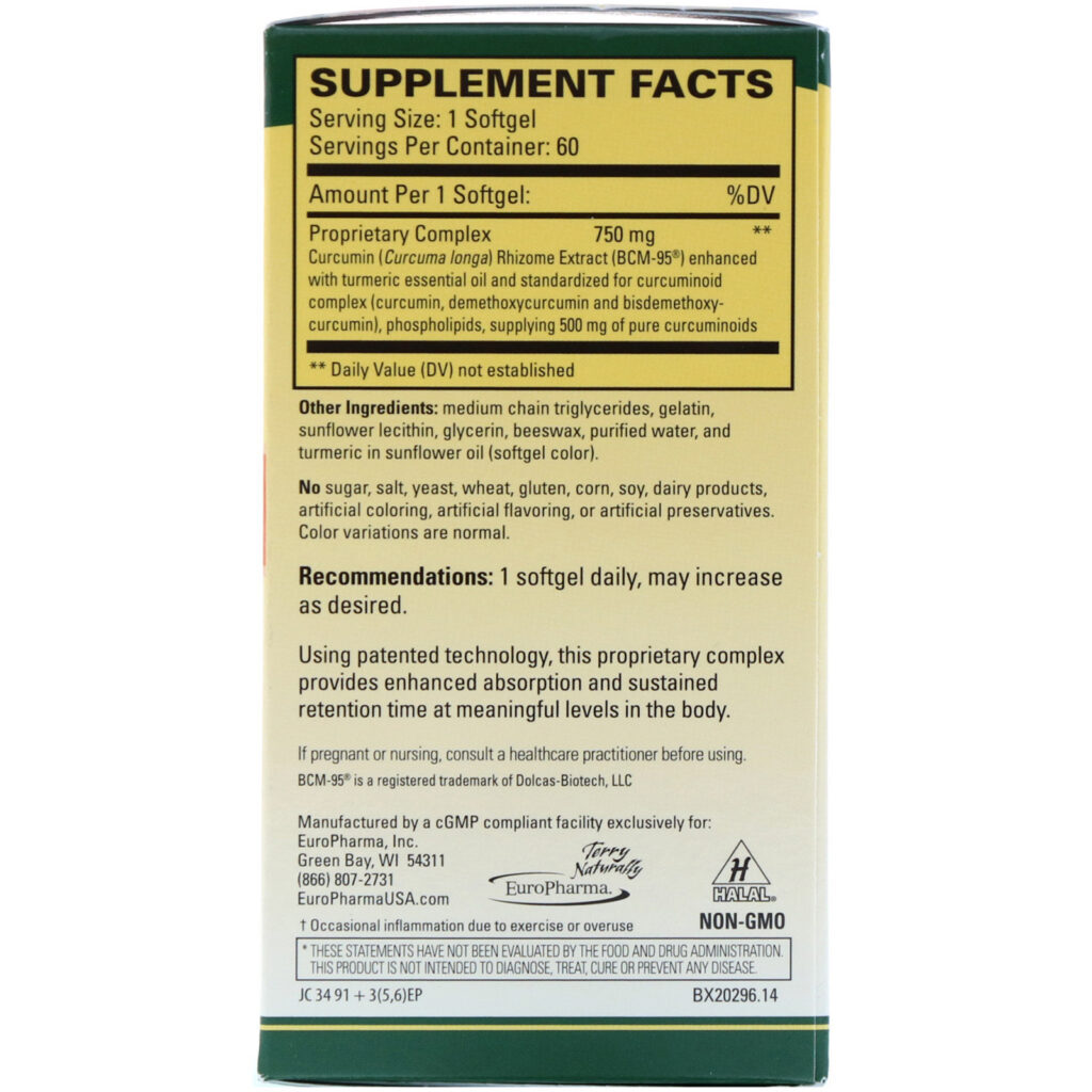 Terry Naturally, CuraMed, 750 mg, 60 Cápsulas Softgel - Imagem 2