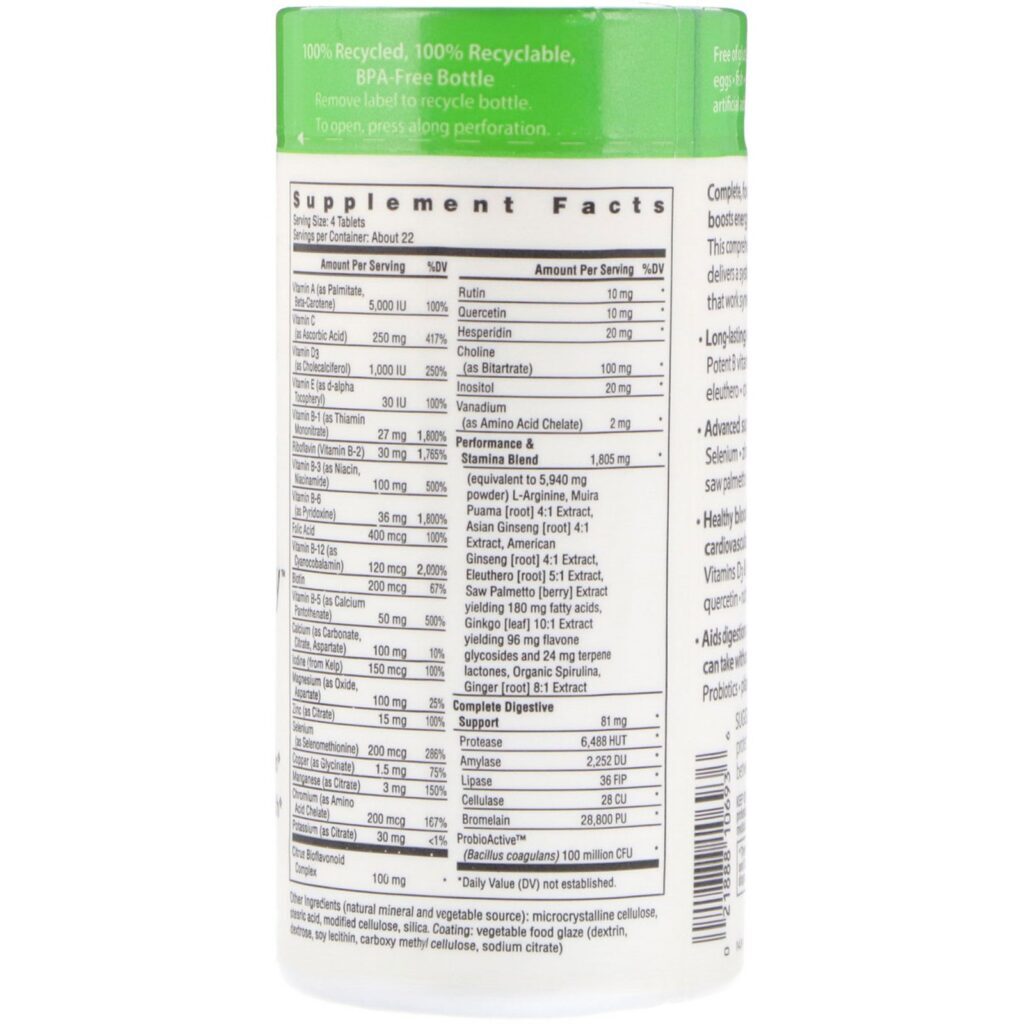 Rainbow Light, Energia de Performance para Homens, Vitamínico de Origem Alimentar, 90 Comprimidos - Imagem 2