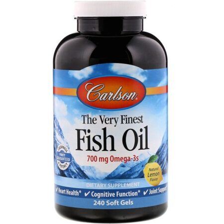 Carlson Labs, The Very Finest Fish Oil, Natural Lemon Flavor, 700 mg, 240 Cápsulas Softgel