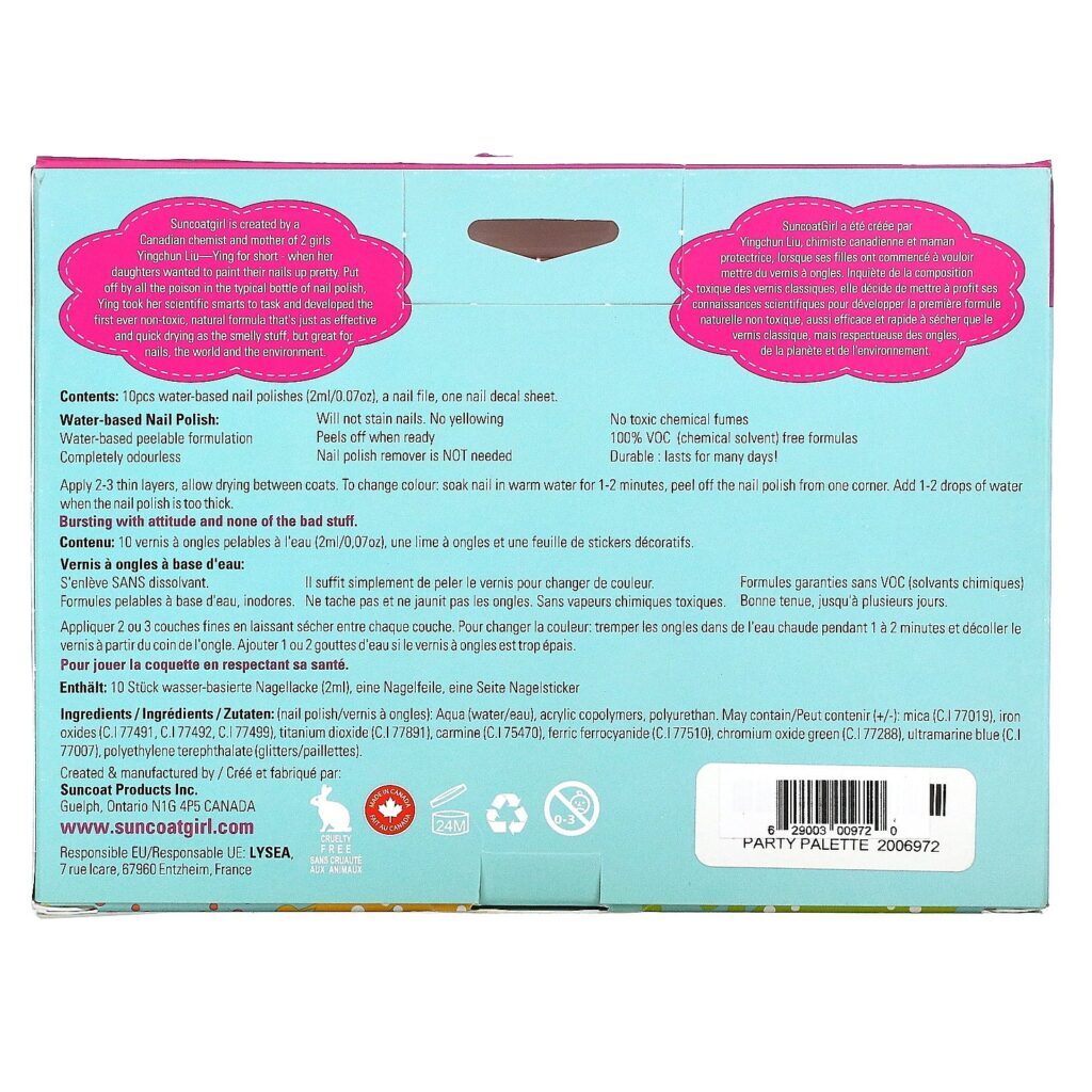 SuncoatGirl, Kit de Esmaltes à Base de Água, Paleta de Festa, 10 Unidades - Imagem 3
