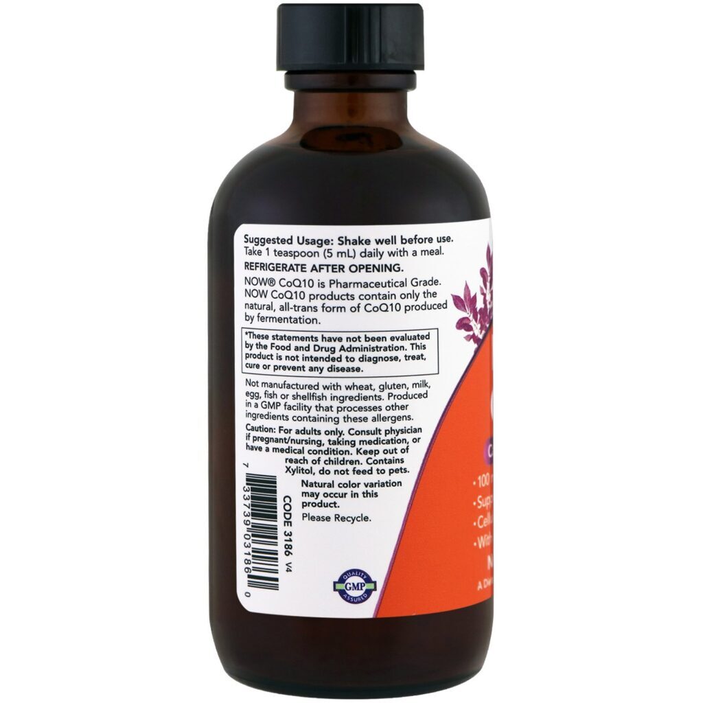 Now Foods, CoQ10 Líquida, 4 fl oz (118 ml) - Imagem 3