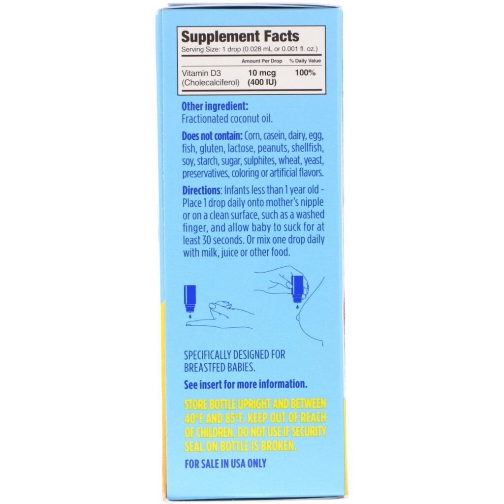 Ddrops, Baby, Vitamina D3 Líquida, 400 UI, 90 Gotas, 2,5 ml (0,08 fl oz) - Imagem 2