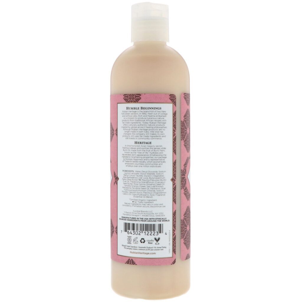 Nubian Heritage, Sabonete Líquido Corporal, Patchouli e Buriti, 384 ml (13 fl oz) - Imagem 2