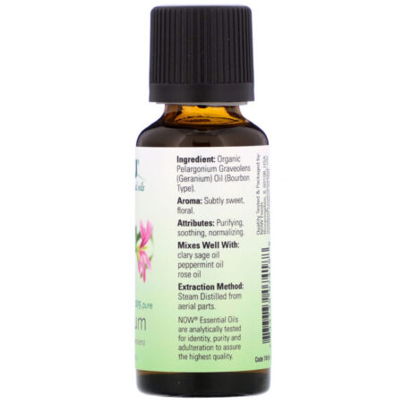 Now Foods, Óleos Essenciais Orgânicos, Gerânio, 30 ml (1 fl oz) - Imagem 2