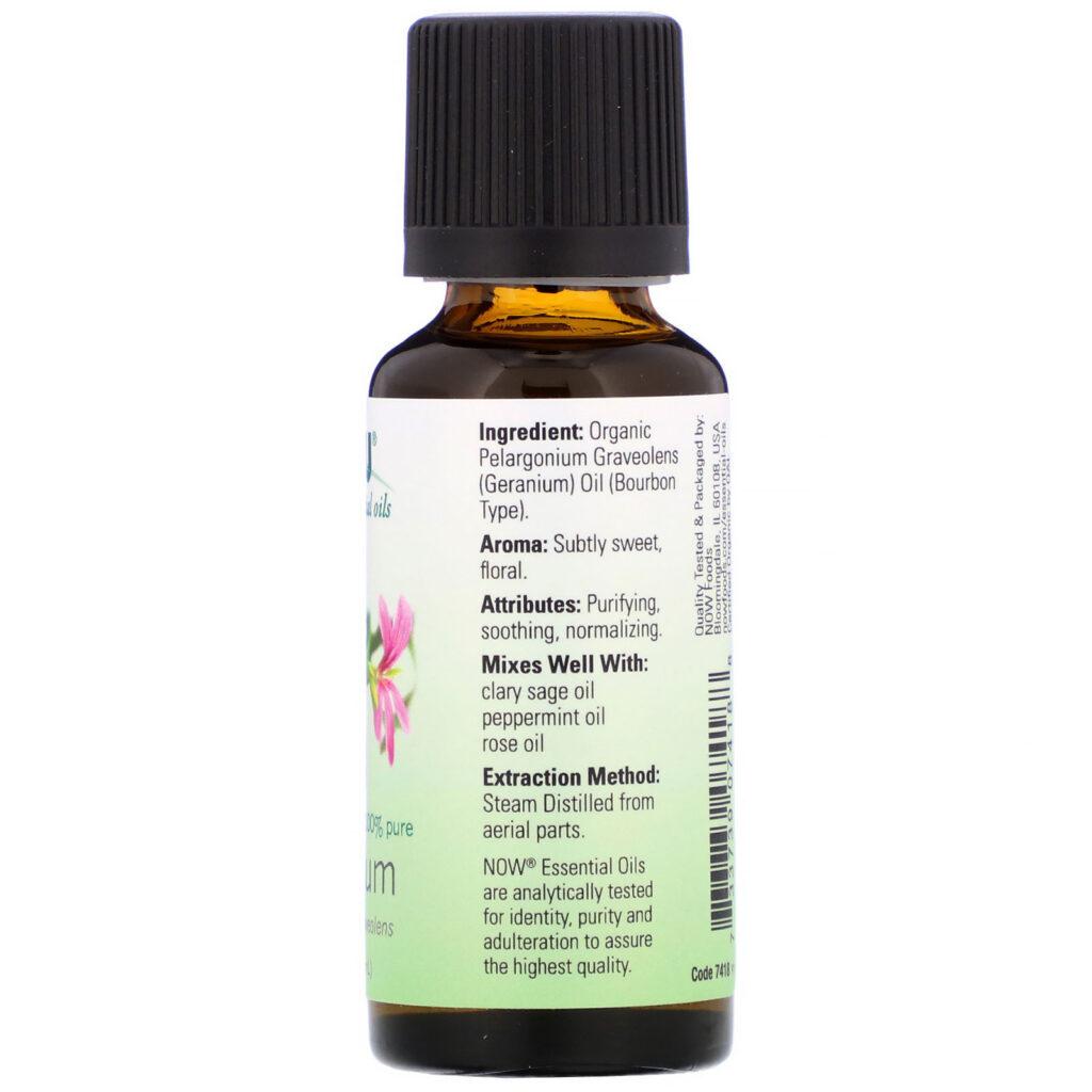 Now Foods, Óleos Essenciais Orgânicos, Gerânio, 30 ml (1 fl oz) - Imagem 2