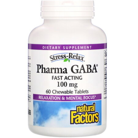 Natural Factors, Stress-Relax, Pharma GABA, 100 mg, 60 Chewable Tablets