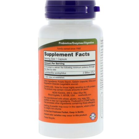 Now Foods, Acidophilus Dois Bilhões, 100 Cápsulas - Image 2